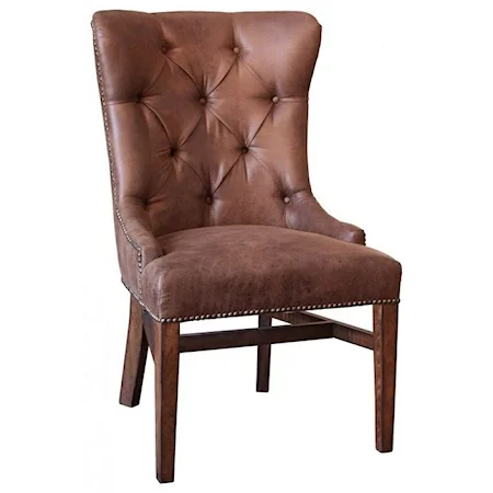 Upholstered Side Chair with Button Tufting